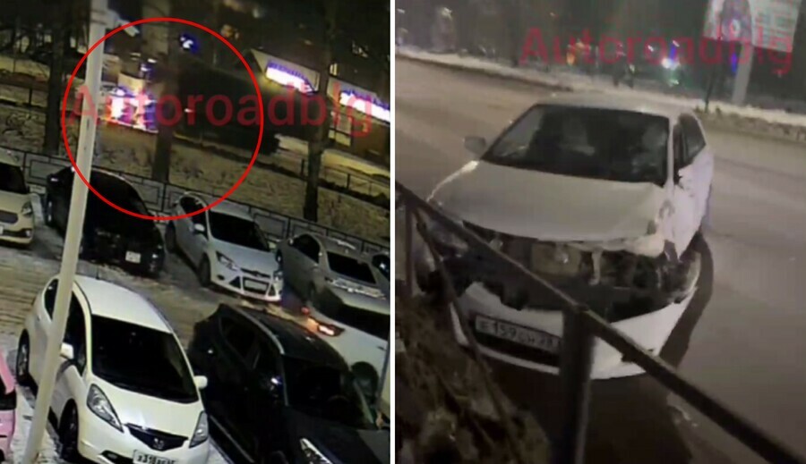 Жуткие кадры ночного Благовещенска груженый самосвал чудом не подмял под себя иномарку