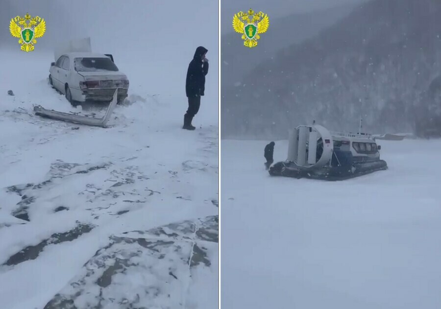 Редкая авария судно на воздушной подушке протаранило машину