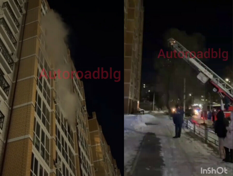 Очевидцы в Благовещенске в высотном доме горит квартира граждан КНР