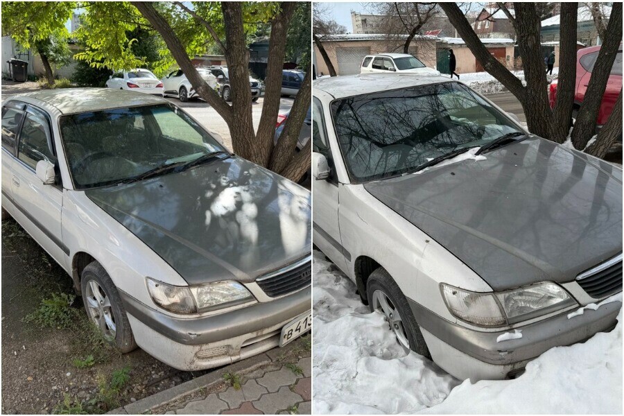 Жители Благовещенска пожаловались на автомобиль который бросили на парковке