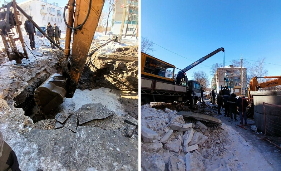 Растрескивается и не поддается В Райчихинске продолжают бороться с крупной коммунальной аварией