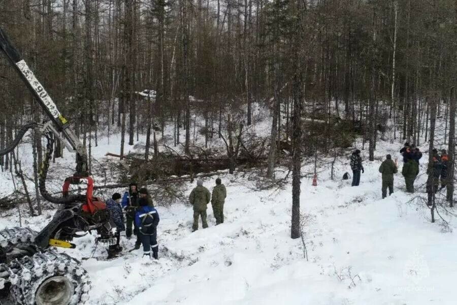 Появились кадры с места крушения вертолета в Приамурье фото