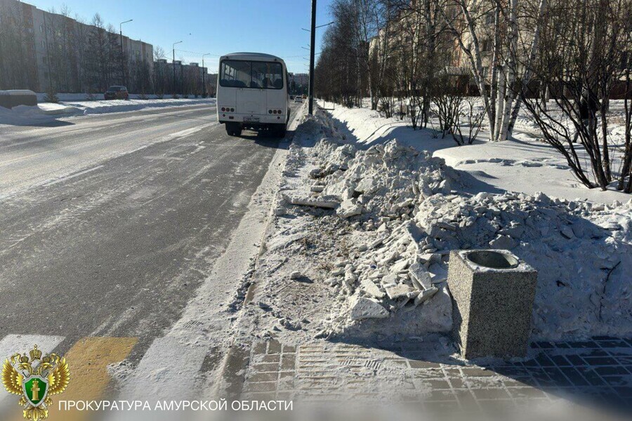 В городе Приамурья наледь в центре почистили не сразу после снегопада а через обращение жителей к прокурору 
