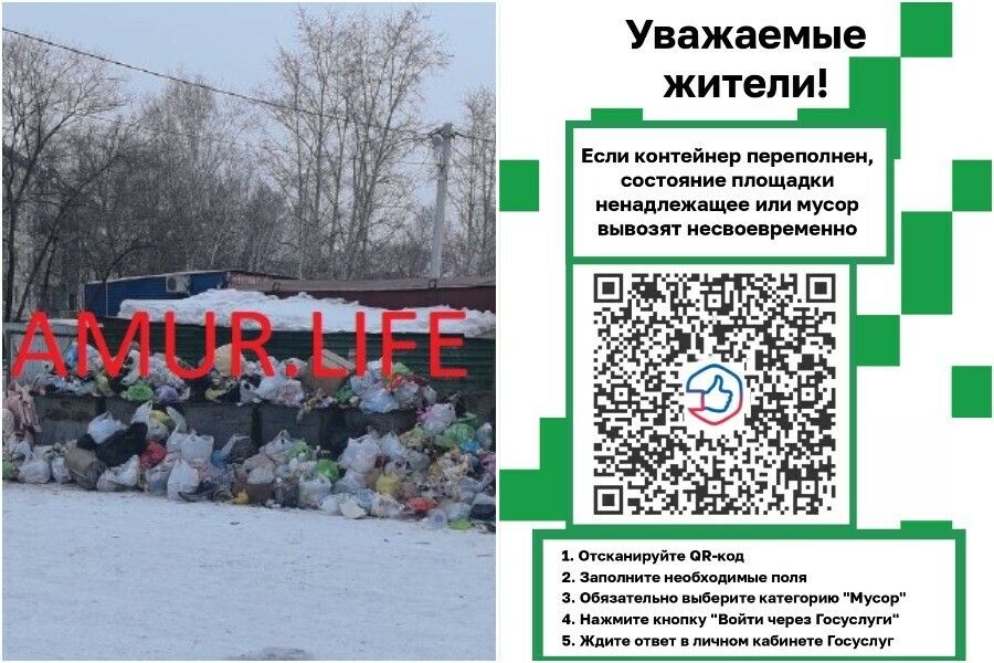 QRкод против мусора в Амурской области придумали способ бороться с загаженными мусорными площадками