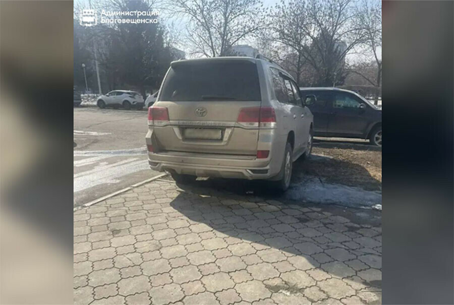 Горожане сдали автохама постоянно парковавшегося на газоне в центре Благовещенска