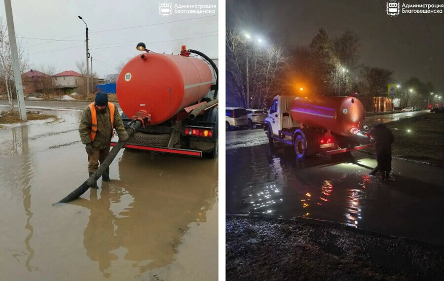 Водоотведение и откачка чем сейчас занимаются коммунальщики на улицах Благовещенска