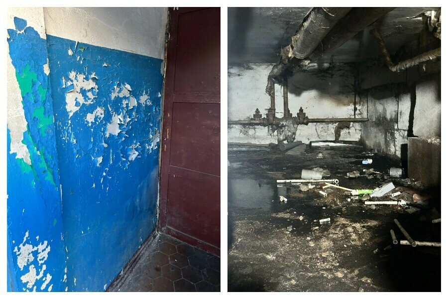 Отслоение штукатурки в подъезде влага и хлам в подвале благовещенцы пожаловались на свою управляйку фото