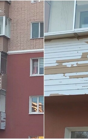 На недавно отремонтированных за счет бюджета домах в центре Благовещенска уже облезают балконы фото