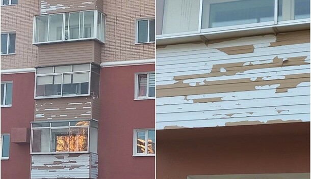 На недавно отремонтированных за счет бюджета домах в центре Благовещенска уже облезают балконы фото