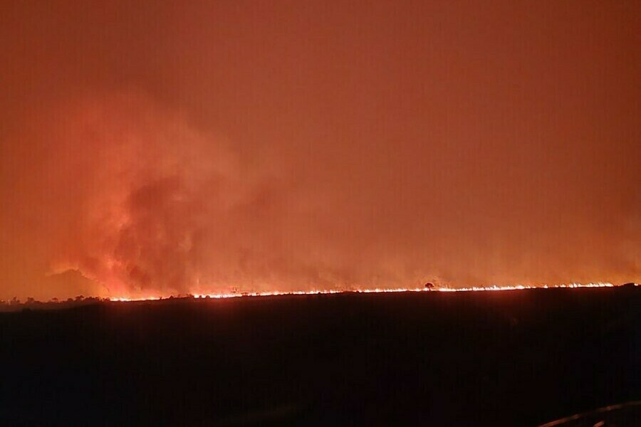 Под Благовещенском вспыхнула сухая трава 