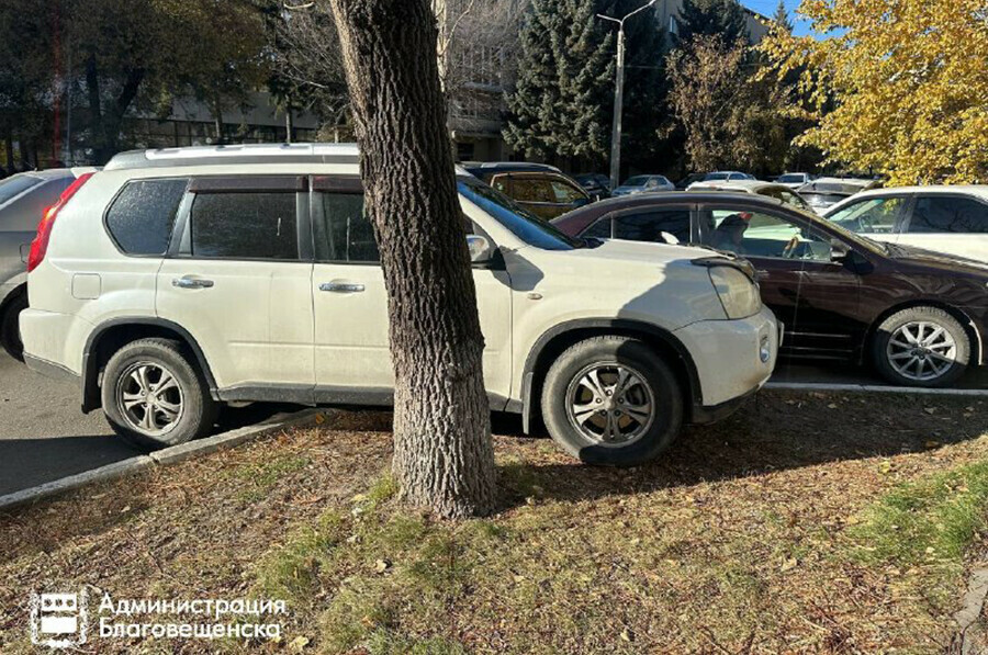 В Благовещенске после штрафов владелец джипа перестал оставлять авто на газоне