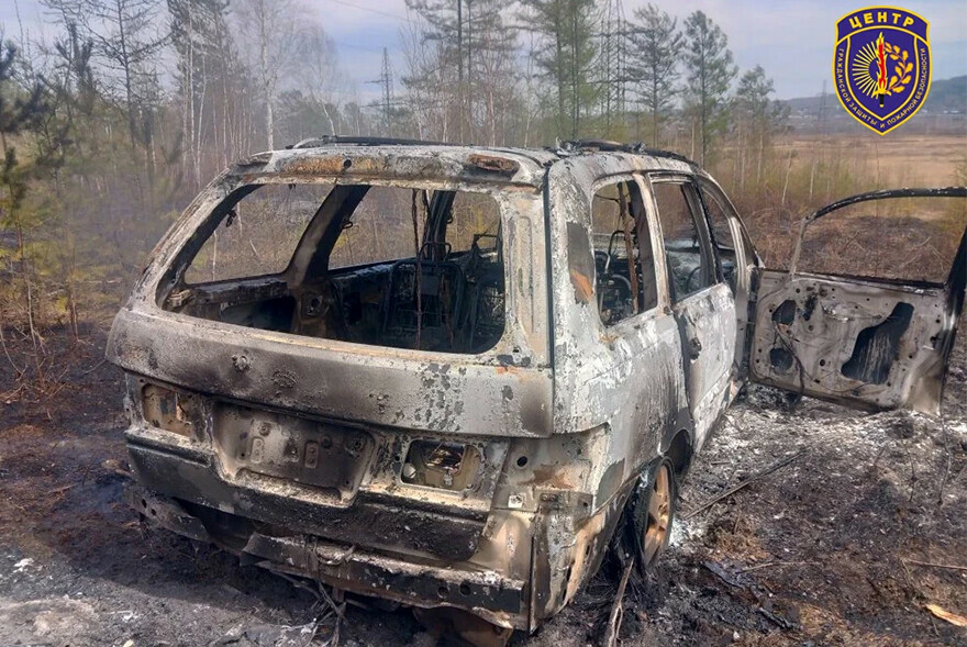 На дороге в Амурской области полностью сгорела иномарка
