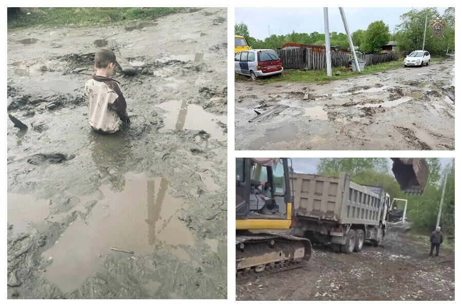 Достучались на дороге в Зее где маленького ребенка засосало в грязь начался ремонт видео