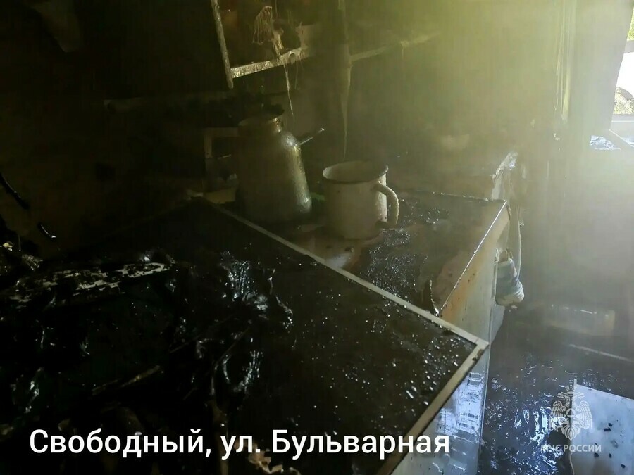 В Амурской области горел одноэтажный жилой дом фото