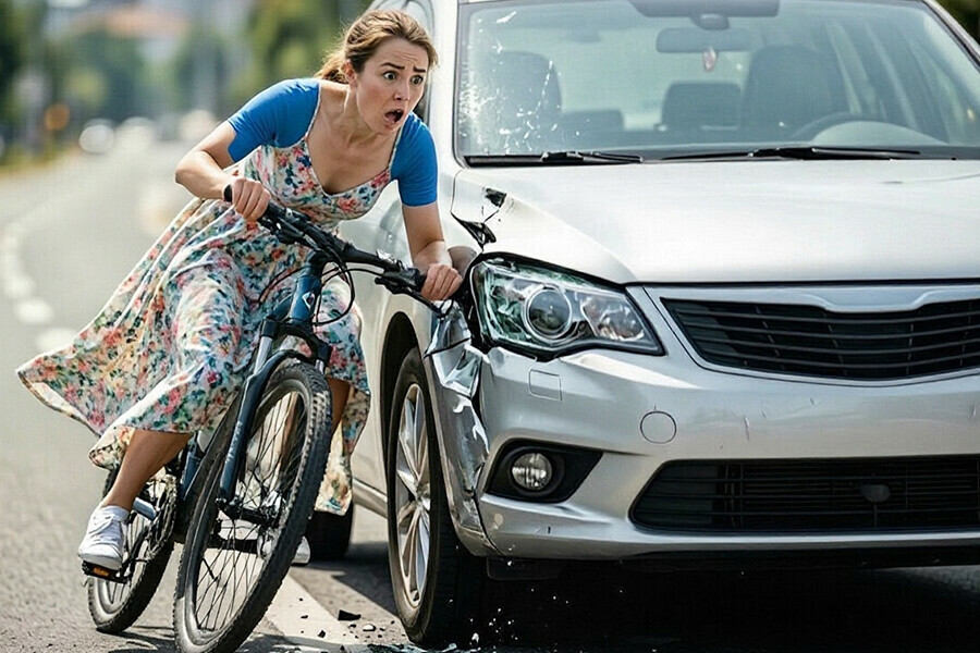 В Свободном женщина на велосипеде врезалась в Mitsubishi Outlander