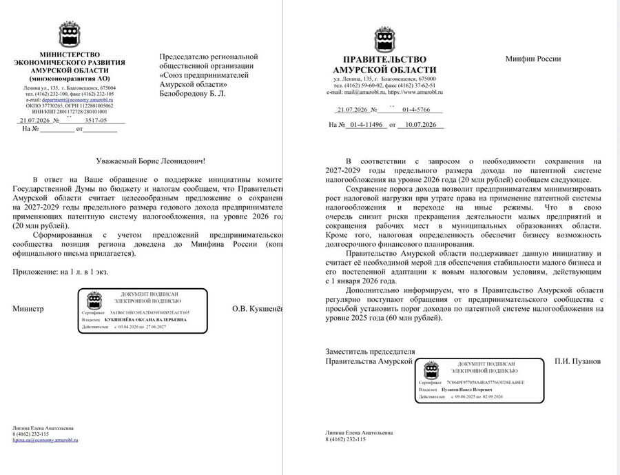 Правительство области и предприниматели Приамурья пришли к общей позиции по патентной системе