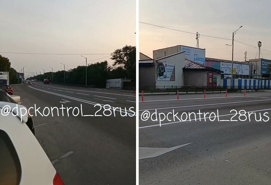 В Благовещенске водителей смутили столбики посередине улицы Театральной