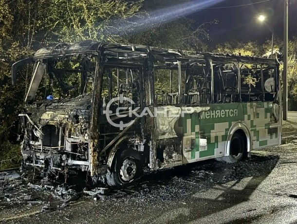 Пассажирский автобус сгорел в Благовещенске фото