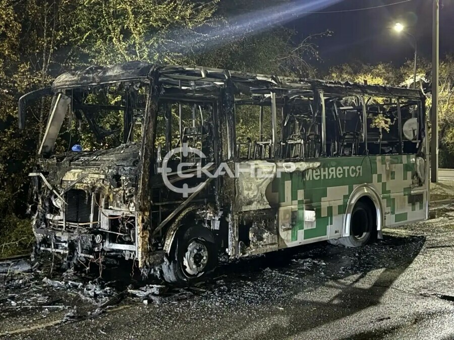 Пассажирский автобус сгорел в Благовещенске фото