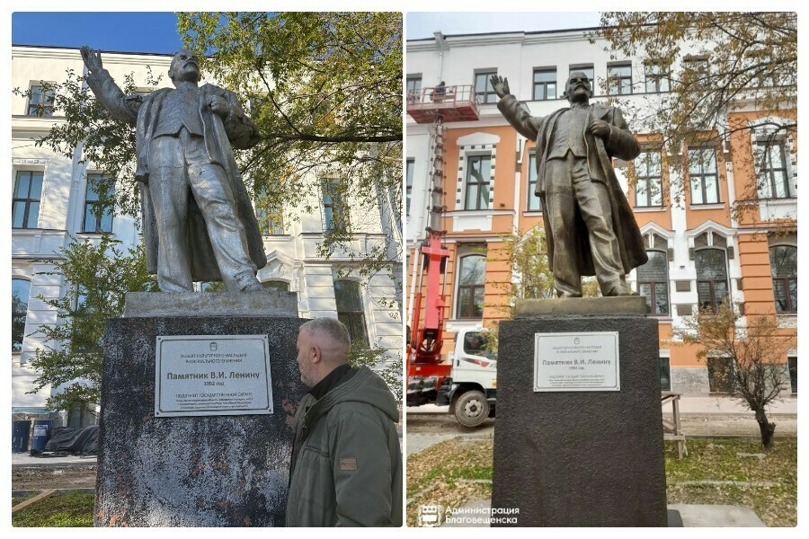 Пальцы кисти предплечье памятник Ленину обновили в Благовещенске